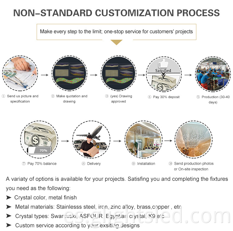 Diseñe para requisitos particulares la luz colgante de la lámpara LED de cristal del vestíbulo del hotel moderno comercial